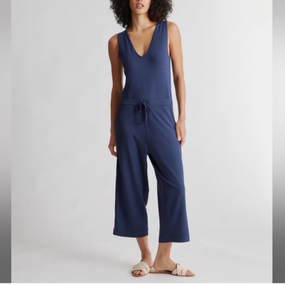 NWT Quince French Terry Modal Jumpsuit Navy Blue Sz M